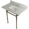 Kingston Brass 36X22 Marble Vanity Top W/ Brass Feet Combo, Marble/ Nickel KVPB36MBSQ6 - alternate 1